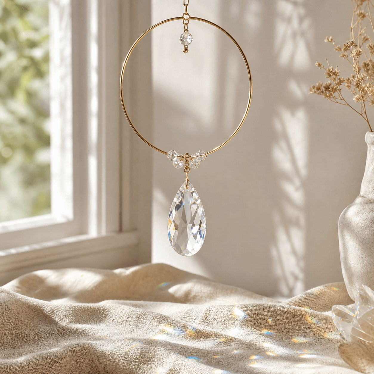 Golden Hoop Crystal Suncatcher product photo