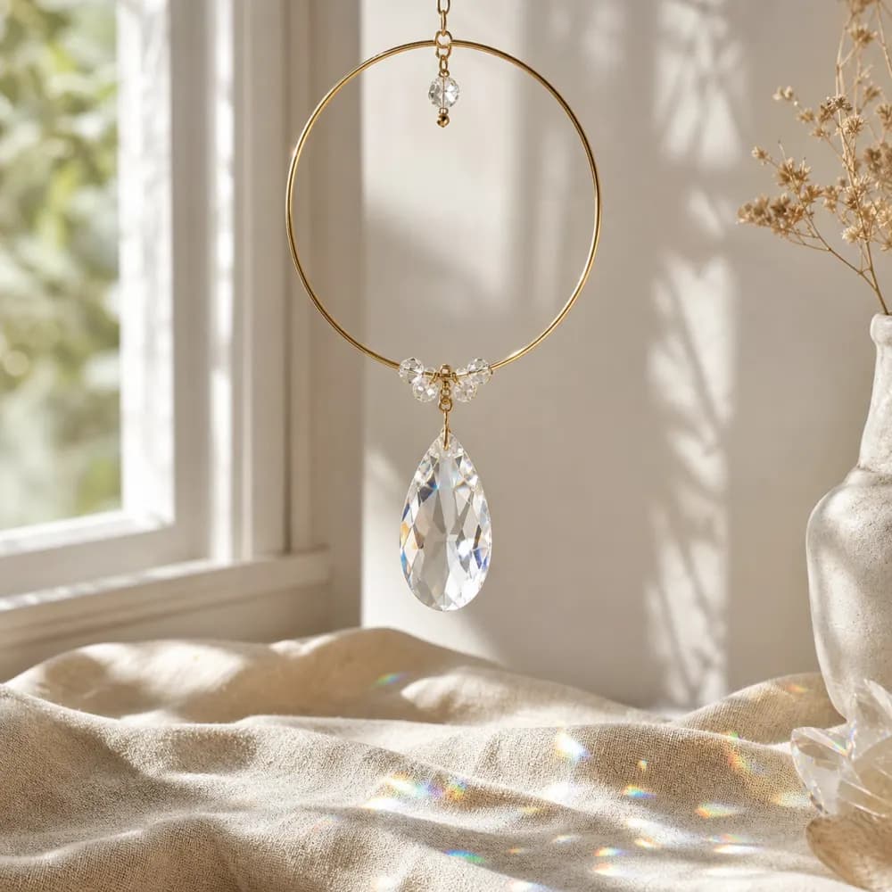 Golden Hoop Crystal Suncatcher product photo
